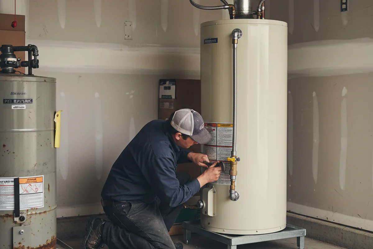 Water heater and shutoff valve replacement in Calcium