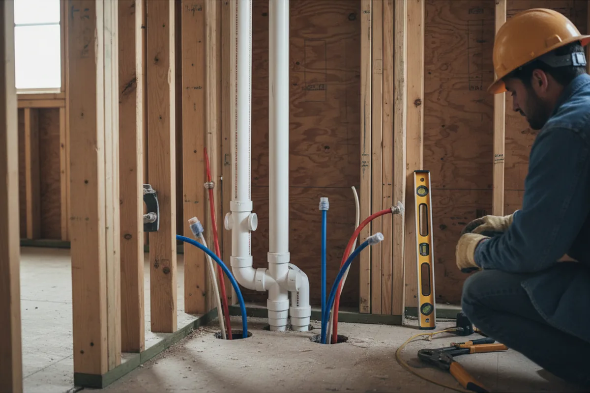 Drain and supply rough-in during Toilet Repair and Installation in Calcium